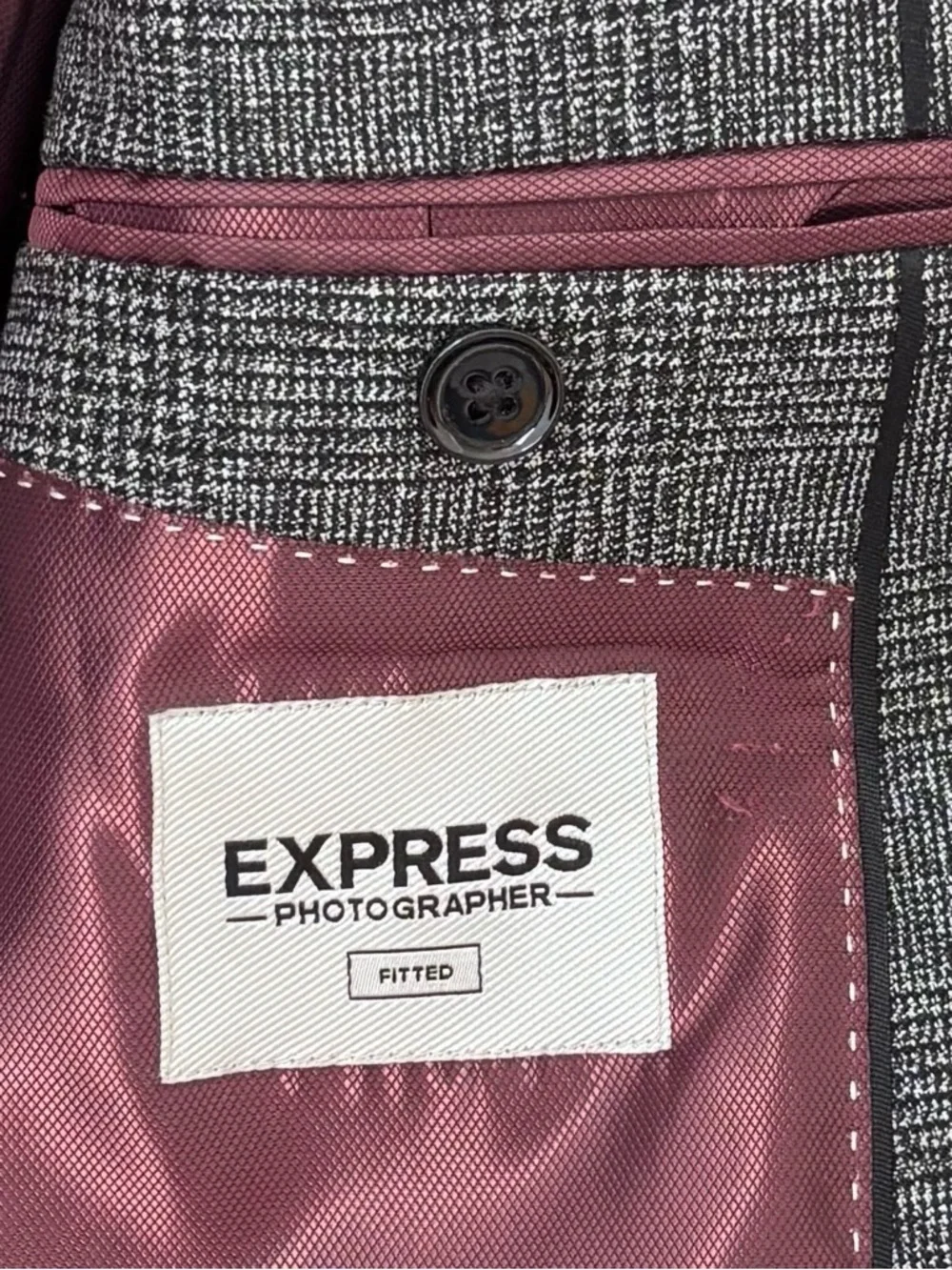 Express Photographer Blazer Plaid Fitted 36R‎
